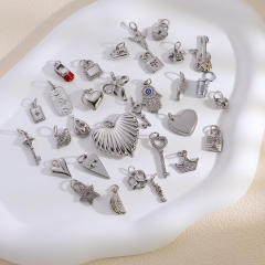Hot-Selling Silver Life Series Stainless Steel Key Lock Love Phone Crown Jewelry Accessories Pendant