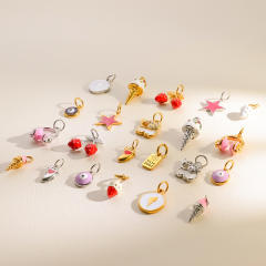 Creative Oil Dripping Colorful Stereo DIY Pendant Stainless Steel Plated 18K Gold Small Pendant Collection