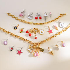 Creative Oil Dripping Colorful Stereo DIY Pendant Stainless Steel Plated 18K Gold Small Pendant Collection