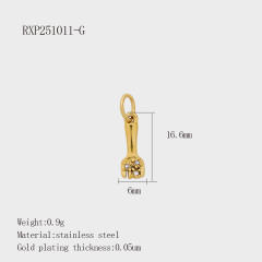 Fashion Life Elements DIY Comb Phone Fork Diamond Pendant Accessories Stainless Steel Gold-Plated 18K Pendant