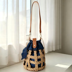 Summer holiday demin fabric women busket bag shoulder bag beach bag