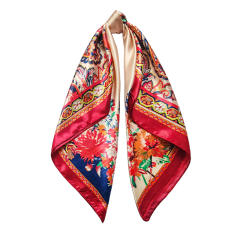 Cashew Pattern imitation Silk Scarf 90cm Headscarf for Women satin square scarf