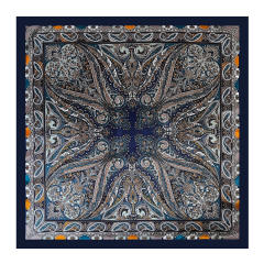 Vintage satin square scarf for women 90cm paisley pattern headscarf