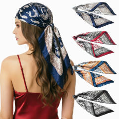Cashew Pattern imitation Silk Scarf for Women 90cm square headscarf