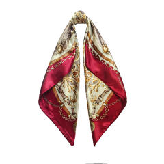 Vintage flower pattern 90cm satin sqaure scarf headscarf for women