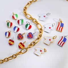 Personalized Fashion Heart Flag Clothes Stainless Steel Plated 18K Gold DIY Pendant Jewelry Pendant