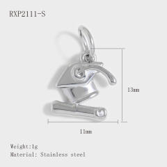 Stainless Steel Lucky Card Dice Four-Leaf Clover Graduation Cap Pendant DIY Pendant Vacuum Electroplating 18K Gold