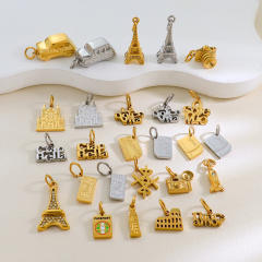 Creative Stainless Steel Gold-Plated European and American Fashion Paris Eiffel Tower Pendant Wholesale