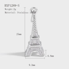 Creative Stainless Steel Gold-Plated European and American Fashion Paris Eiffel Tower Pendant Wholesale