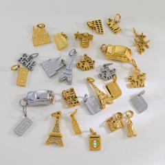 Creative Stainless Steel Gold-Plated European and American Fashion Paris Eiffel Tower Pendant Wholesale