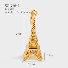 Creative Stainless Steel Gold-Plated European and American Fashion Paris Eiffel Tower Pendant Wholesale