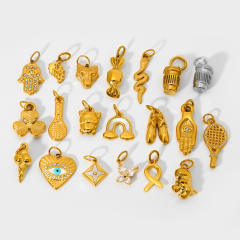 Stainless Steel 18K Gold-Plated Color-Preserving DIY Palm Racket Coffee Cup Pendant Wholesale