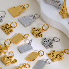 Creative Stainless Steel Gold-Plated European and American Fashion Paris Eiffel Tower Pendant Wholesale