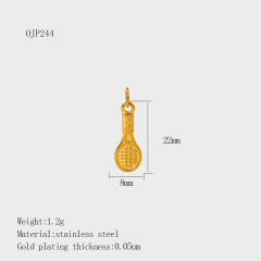 Stainless Steel 18K Gold-Plated Color-Preserving DIY Palm Racket Coffee Cup Pendant Wholesale