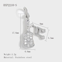 Stainless Steel Lucky Card Dice Four-Leaf Clover Graduation Cap Pendant DIY Pendant Vacuum Electroplating 18K Gold