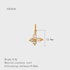 Stainless Steel 18K Gold-Plated Color-Preserving DIY Palm Racket Coffee Cup Pendant Wholesale