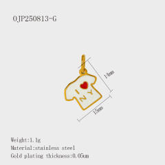 Personalized Fashion Heart Flag Clothes Stainless Steel Plated 18K Gold DIY Pendant Jewelry Pendant