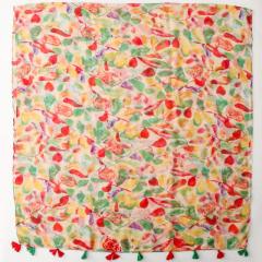Summer Watercolor Fruit Print Tassel Scarf Shawl for Energetic Girls