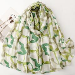 French Satin Pebble Print Scarf with Cotton-Linen Large Size Scarf
