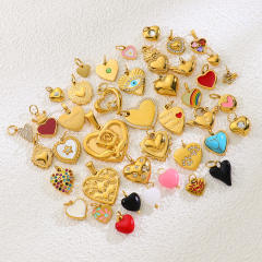Stainless Steel Heart-Shaped Pendant DIY Accessories 18K Gold-Plated Non-Fading Accessories