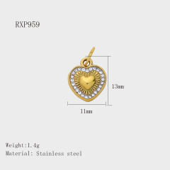 Stainless Steel Heart-Shaped Pendant DIY Accessories 18K Gold-Plated Non-Fading Accessories
