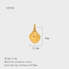 Stainless Steel Heart-Shaped Pendant DIY Accessories 18K Gold-Plated Non-Fading Accessories
