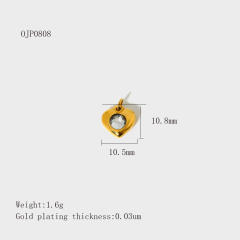 Stainless Steel Heart-Shaped Pendant DIY Accessories 18K Gold-Plated Non-Fading Accessories