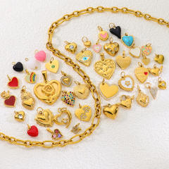 Stainless Steel Heart-Shaped Pendant DIY Accessories 18K Gold-Plated Non-Fading Accessories
