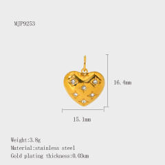 Stainless Steel Heart-Shaped Pendant DIY Accessories 18K Gold-Plated Non-Fading Accessories