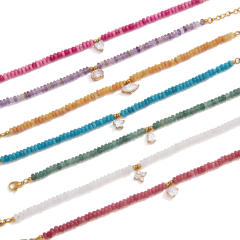 Stainless Steel Natural Stone Bracelet Beaded Jewelry colorful bead bracelet for women