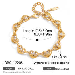 Zircon Heart-Shaped Pig Nose Clasp stainless Steel Bracelet for Women