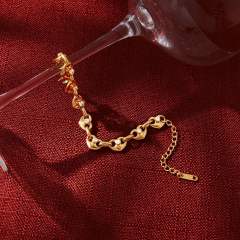 Zircon Heart-Shaped Pig Nose Clasp stainless Steel Bracelet for Women