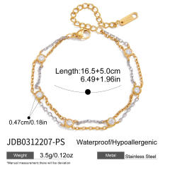 Zircon Heart-Shaped Pig Nose Clasp stainless Steel Bracelet for Women