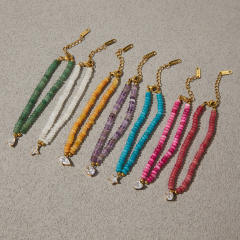 Stainless Steel Natural Stone Bracelet Beaded Jewelry colorful bead bracelet for women