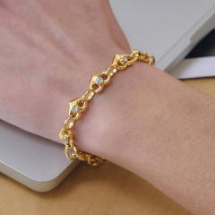 Zircon Heart-Shaped Pig Nose Clasp stainless Steel Bracelet for Women