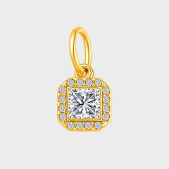 Stainless Steel Mixed Zircon Pendants Geometric Shape Gold and Silver Charms DIY Jewelry Accessories