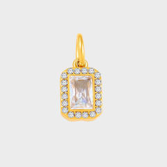 Stainless Steel Mixed Zircon Pendants Geometric Shape Gold and Silver Charms DIY Jewelry Accessories