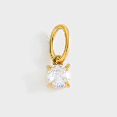 Stainless Steel Mixed Zircon Pendants Geometric Shape Gold and Silver Charms DIY Jewelry Accessories