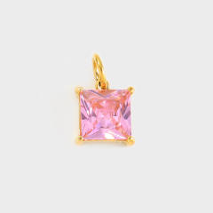 Stainless Steel Mixed Zircon Pendants Geometric Shape Gold and Silver Charms DIY Jewelry Accessories