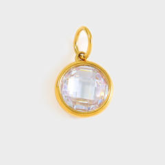 Stainless Steel Mixed Zircon Pendants Geometric Shape Gold and Silver Charms DIY Jewelry Accessories