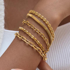 Basic thick chain stainless steel bracelet chain bracelet diy jewelry accessory