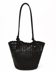 Fashionable Woven Basket Bag Hollow Design Single-Shoulder Tote Bag