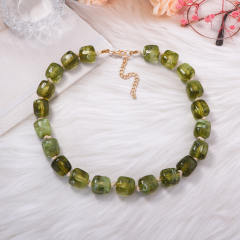 Simple Personality Versatile Geometric Square Acrylic Beads Women's Beaded Necklace Daily Wear for Women