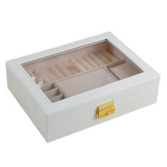Jewelry Box Single-Layer Leather Jewelry Bracelet Jewelry Box Windowed Ring Earring Storage Box Gift Box