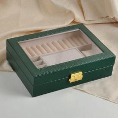 Jewelry Box Single-Layer Leather Jewelry Bracelet Jewelry Box Windowed Ring Earring Storage Box Gift Box