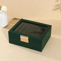 PU leather multi color windowed jewelry box rings earrings bracelet storage box