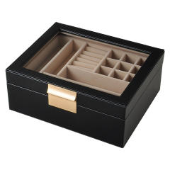 PU leather multi color windowed jewelry box rings earrings bracelet storage box