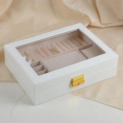 Jewelry Box Single-Layer Leather Jewelry Bracelet Jewelry Box Windowed Ring Earring Storage Box Gift Box