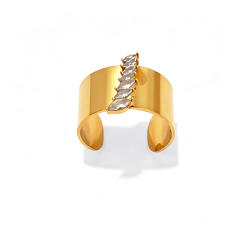 Vintage simple design cubic zircon inlaid wide stainless steel rings