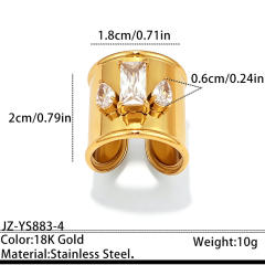 Punk trend smooth surface cubic zircon inlaid stainless steel rings wide rings